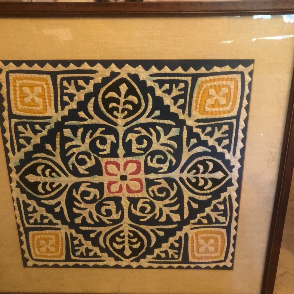 Framed Geometric Floral reverse appliqué vintage